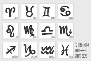 Calligraphic zodiac signs