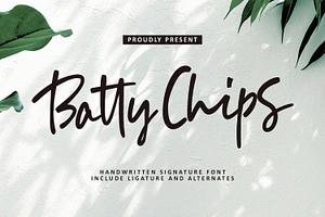 Batty Chips Handwritten Signature, a Handwritten Font by Maulana Creative