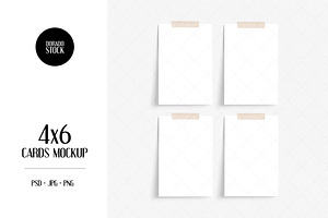 4x6 cards mockup with washi tape, a Print Template by Dorado Stock