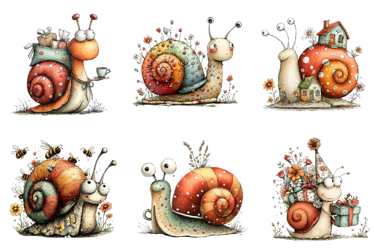 Whimsical Spring Snail Clipart, an Illustration by Dream Creation (Photo 4 of 6)