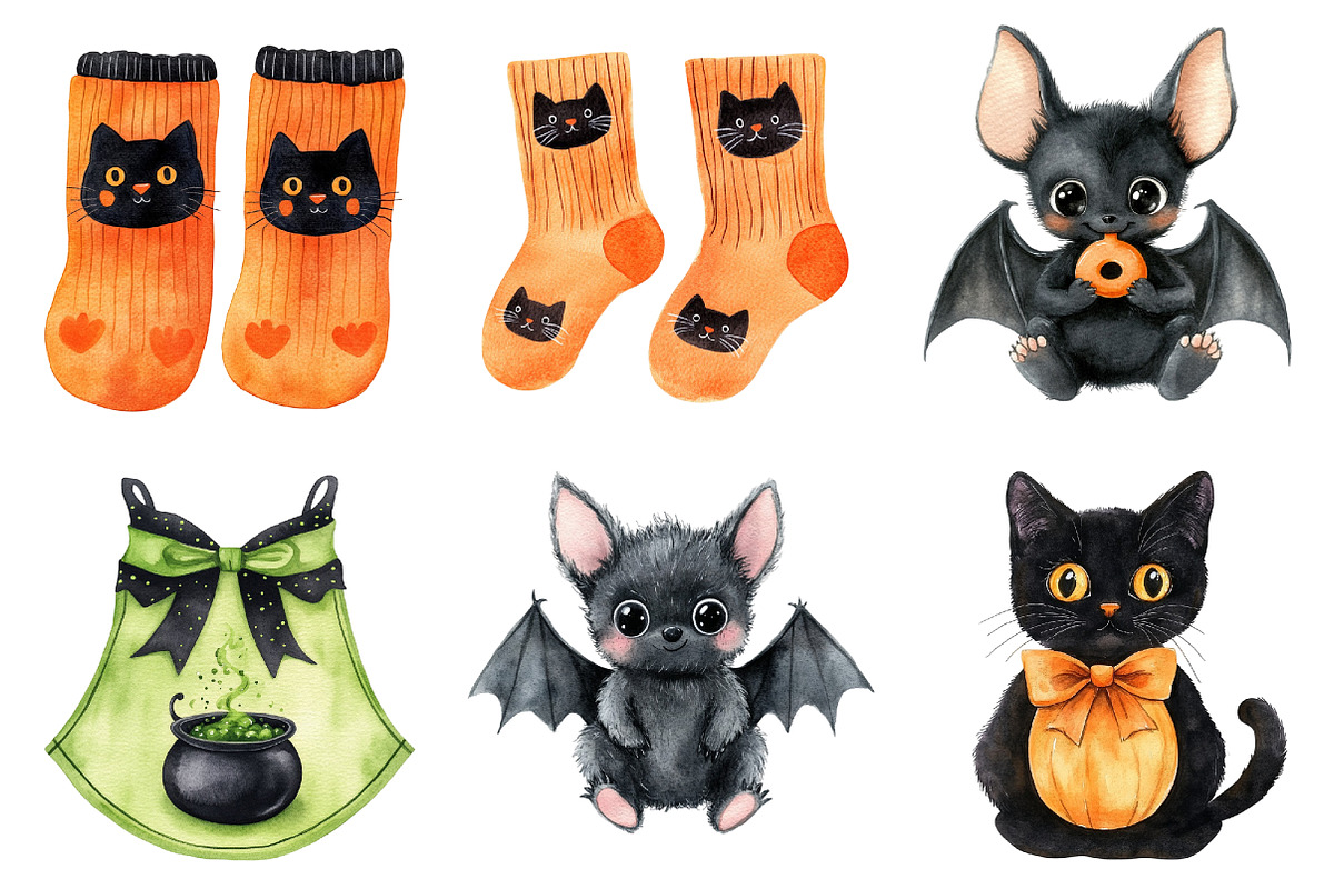 Cute Halloween Clipart, a Seasonal Illustration by CitraGraphics (Photo 3 of 6)