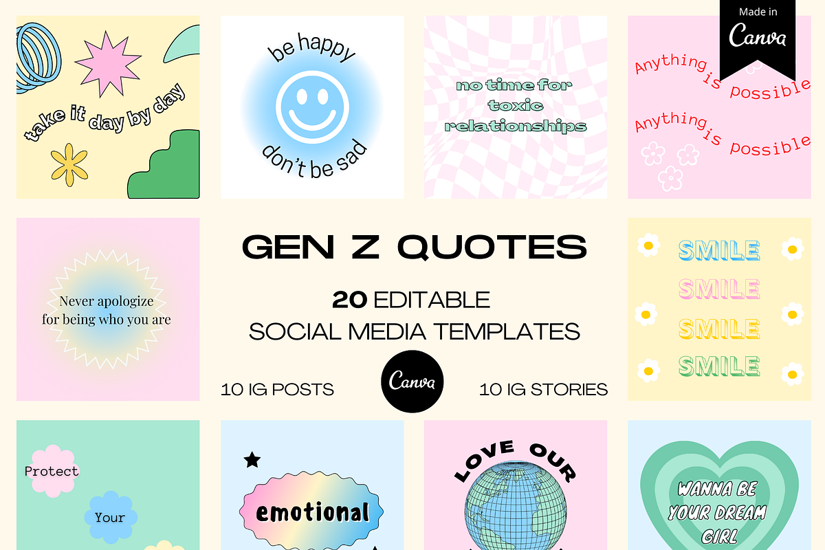 20 GEN Z QUOTES Instagram Templates, a Social Media Template by PLANETSEL (Photo 3 of 3)