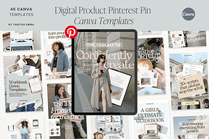 Digital Product Pinterest Templates, a Marketing Template by Tabitha Emma