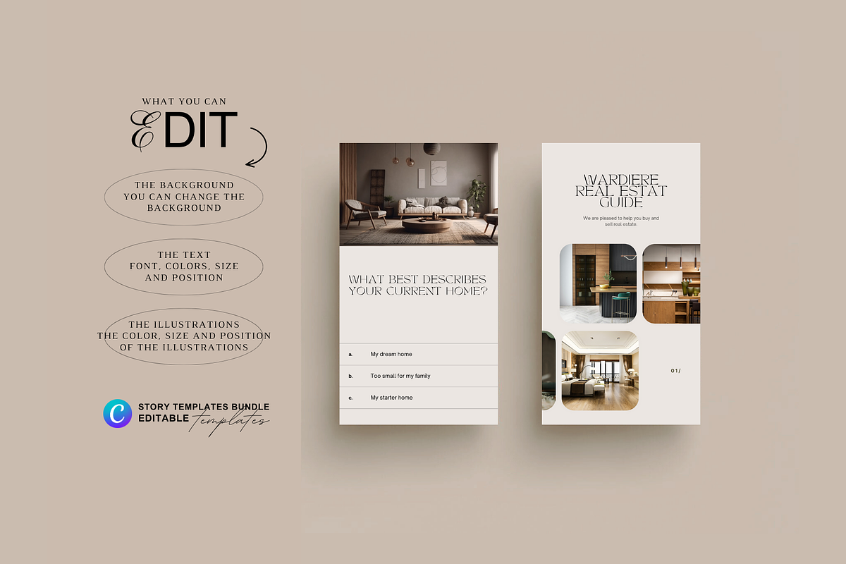Real Estate Story Template Canva, a Social Media Template by Prapti Design
