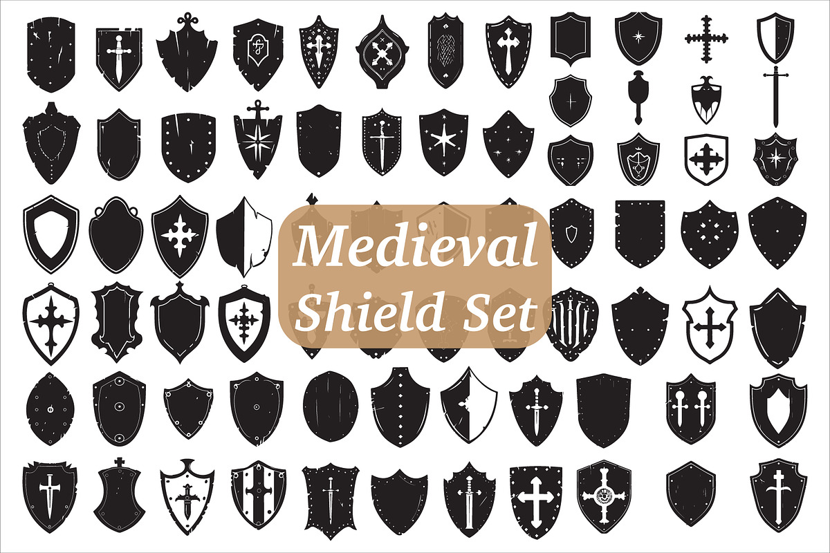 Medieval Shield Silhouette Set, an Illustration by Artivon (Photo 1 of 10)