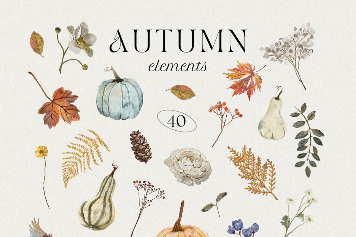 Autumn Fall Watercolor Set, an Illustration by NassyArt (Photo 4 of 11)