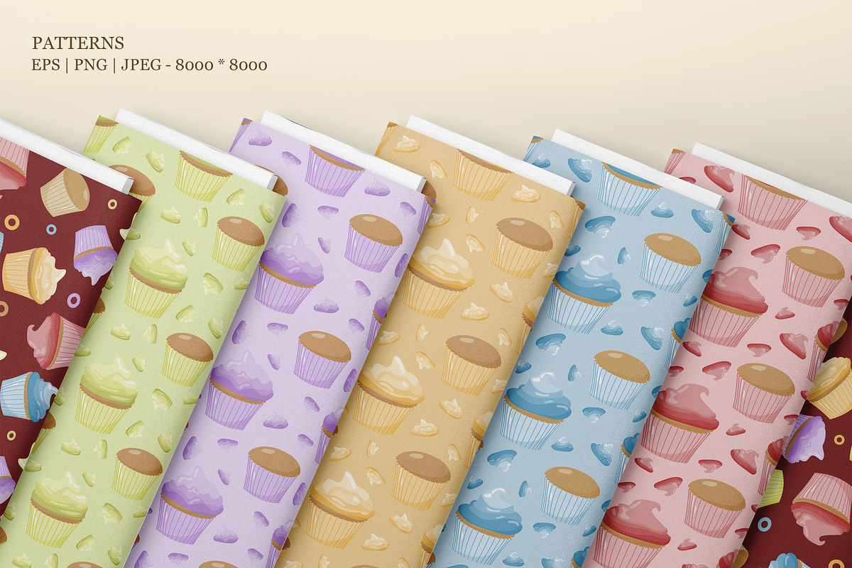 Pastries Bakery Clipart & Pattern, a Food Illustration by Vaniuta_Art (Photo 8 of 13)