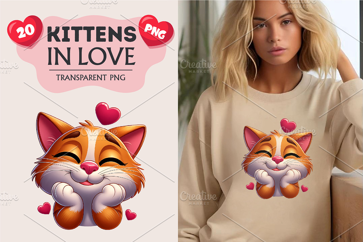 Cartoon cat in love. Valentine's Day, an Animal Illustration by KENO Mascots (Photo 5 of 8)