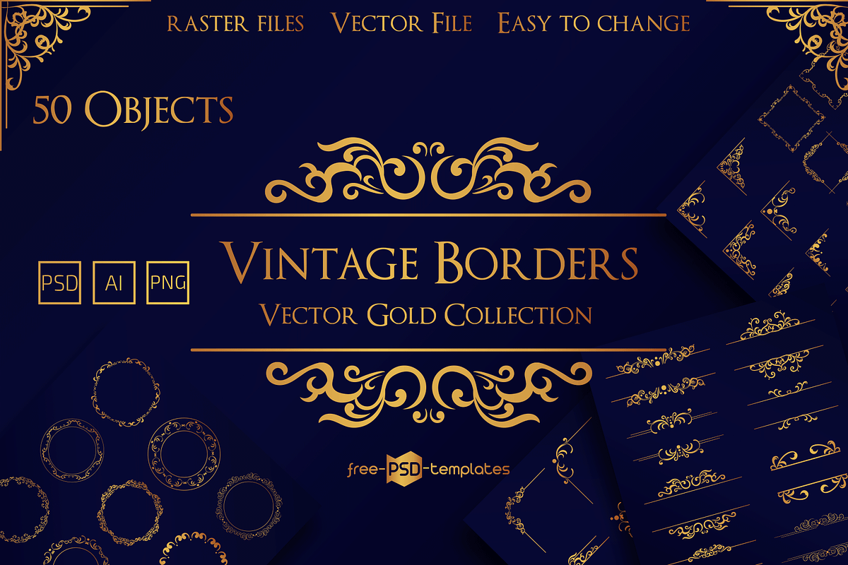 Vector Vintage Borders Collection, an Object Graphic by Free-PSD-Templates (Photo 1 of 4)