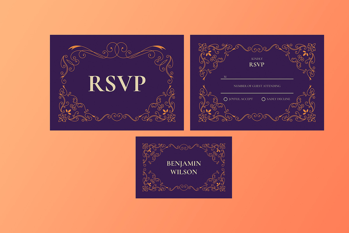Purple Luxury Wedding Suite Template, an Invitation Template by Neermana (Photo 3 of 4)