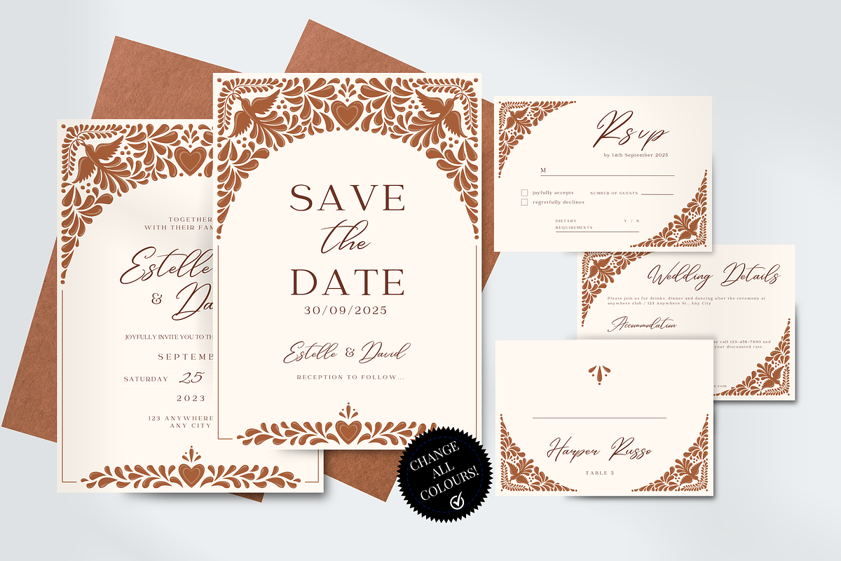 Boho Chic Talavera Wedding Invites, a Templates & Theme by Akbaly (Photo 1 of 10)