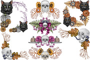 Halloween Botanicals Clipart set., a Seasonal Illustration by Happy Sloth Graphics (Thumbnail 9 of 16)