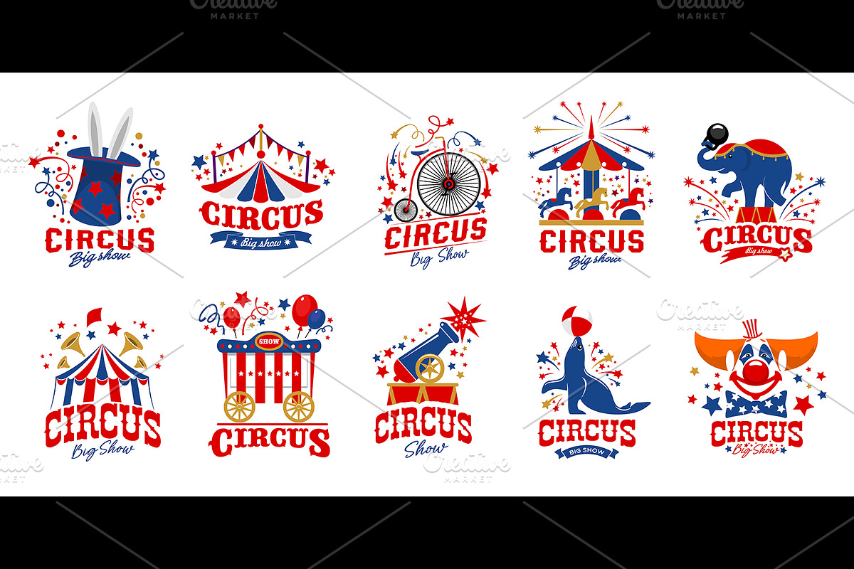 Circus show icons isolated vector, a Person Illustration by Seavector Studio (Photo 3 of 3)