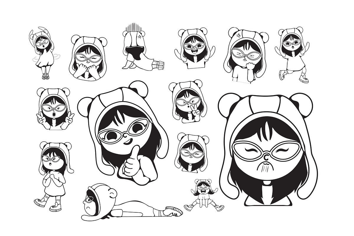 Cute Handrawn Girl Character, an Object Illustration by Invisual Studio (Photo 3 of 9)