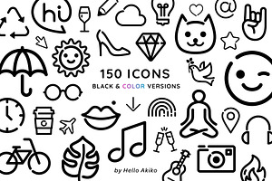 150 Cute Line Icons, an Icon by Hello Akiko