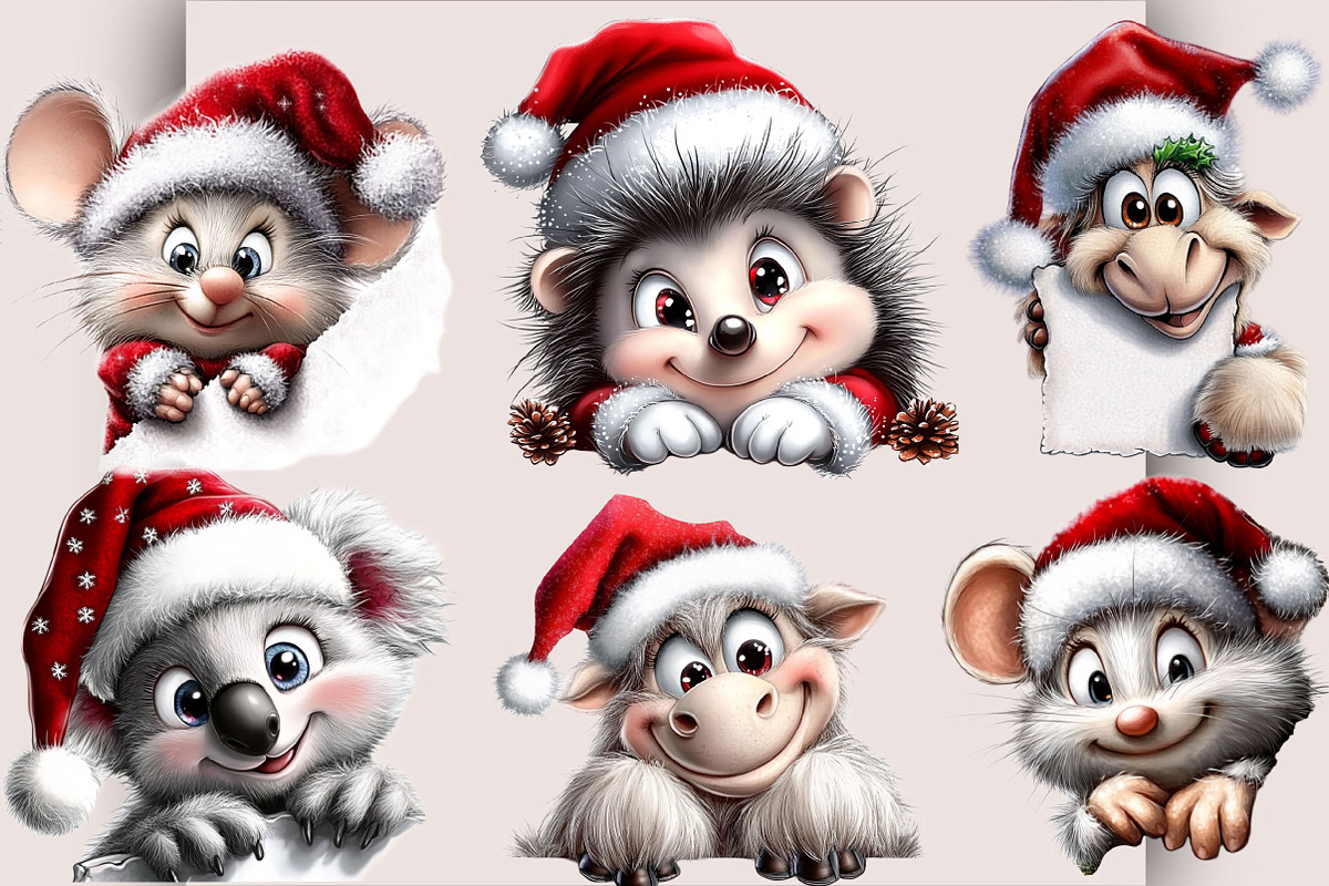 Christmas Peeking Characters Clipart, a Seasonal Illustration by SVGArt (Photo 2 of 5)