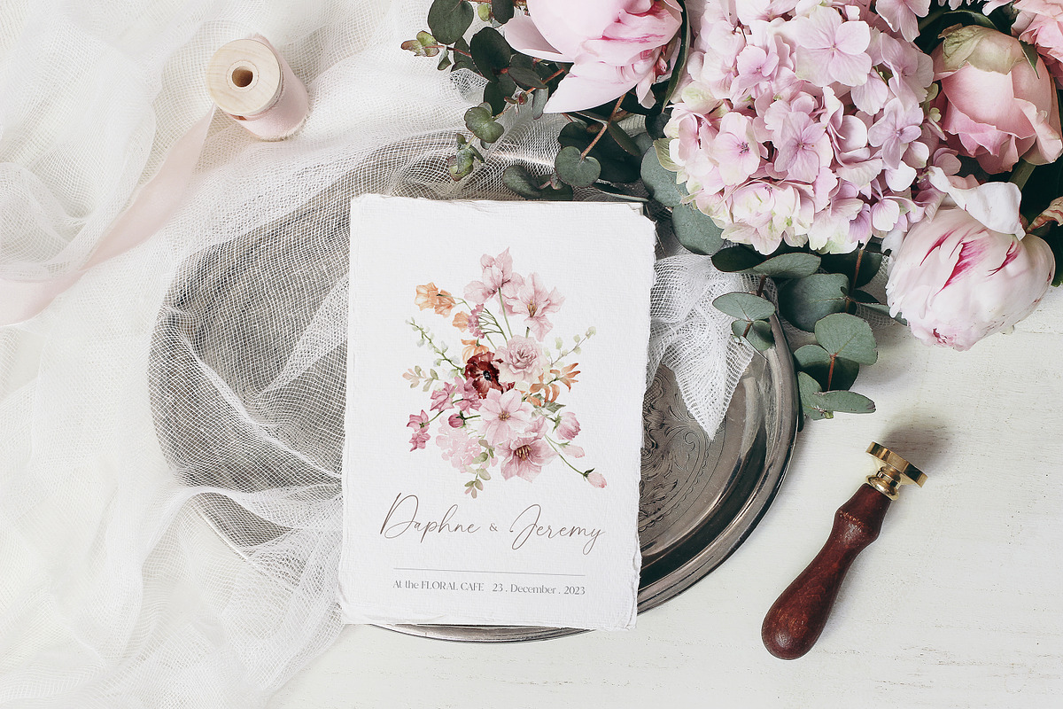 Watercolor Flowers - Dusty PINK, a Decorative Illustration by Beigetime (Photo 8 of 10)
