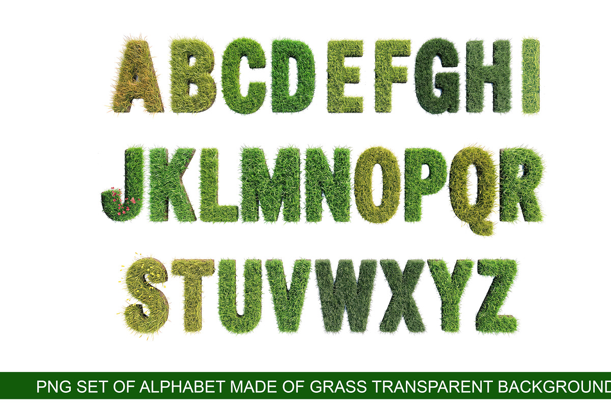 PNG Alphabet made from green grass., an Object Graphic by SketchArtStudio (Photo 3 of 3)