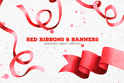 Red ribbons & banners collection, a Decorative Illustration by Anastasia Koba (Thumbnail 2 of 8)