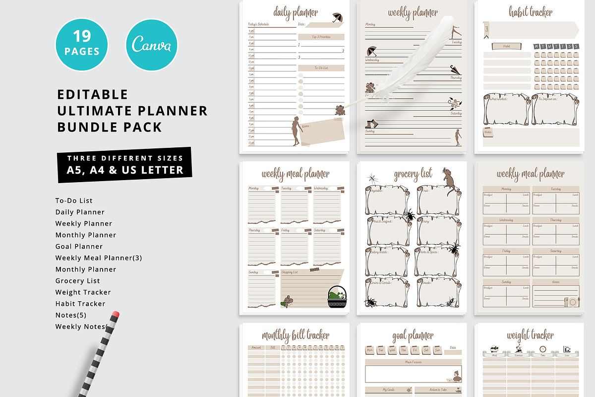 Canva Ultimate Planner Bundle Vol.28, a Stationery Template by Amit Debnath