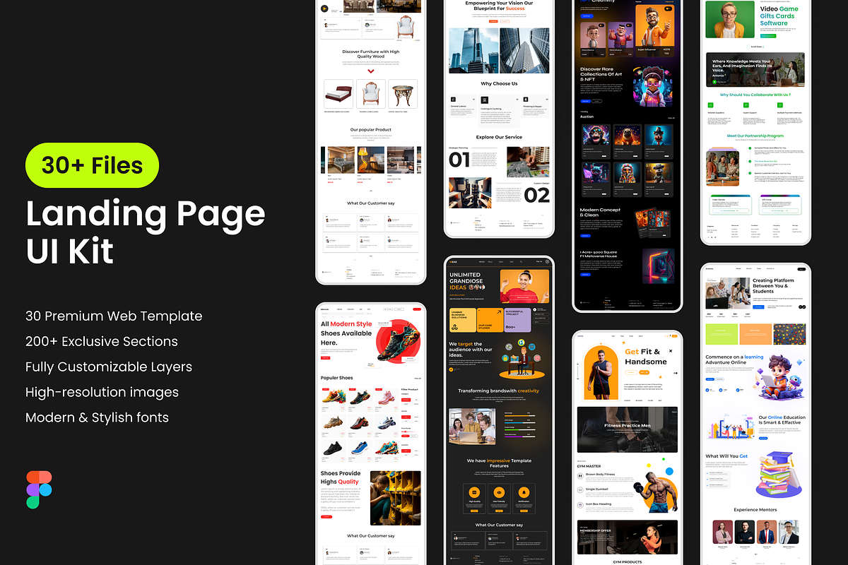 Figma Landing Page UI Kit, an UI Kit Template by Hammad Arif