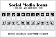 11 Square Social Media Icons Custom, an Outline Icon by Em & Dash (Thumbnail 1 of 3)