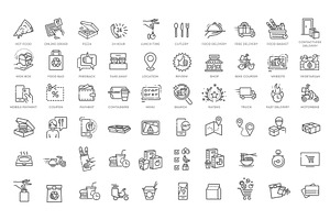 Food Delivery - thin line web icons, an Outline Icon by Tettygreen