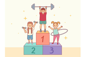 Kids athletes winners. Young sports, a Sport Illustration by YummyBuum