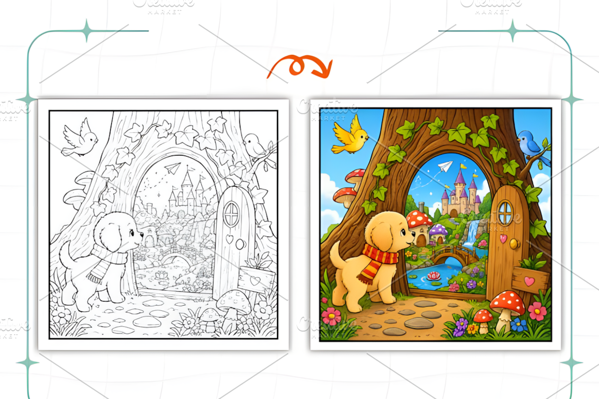 Whimsical Cozy Worlds Coloring Pages, a Decorative Illustration by Ink Gallery (Photo 3 of 8)