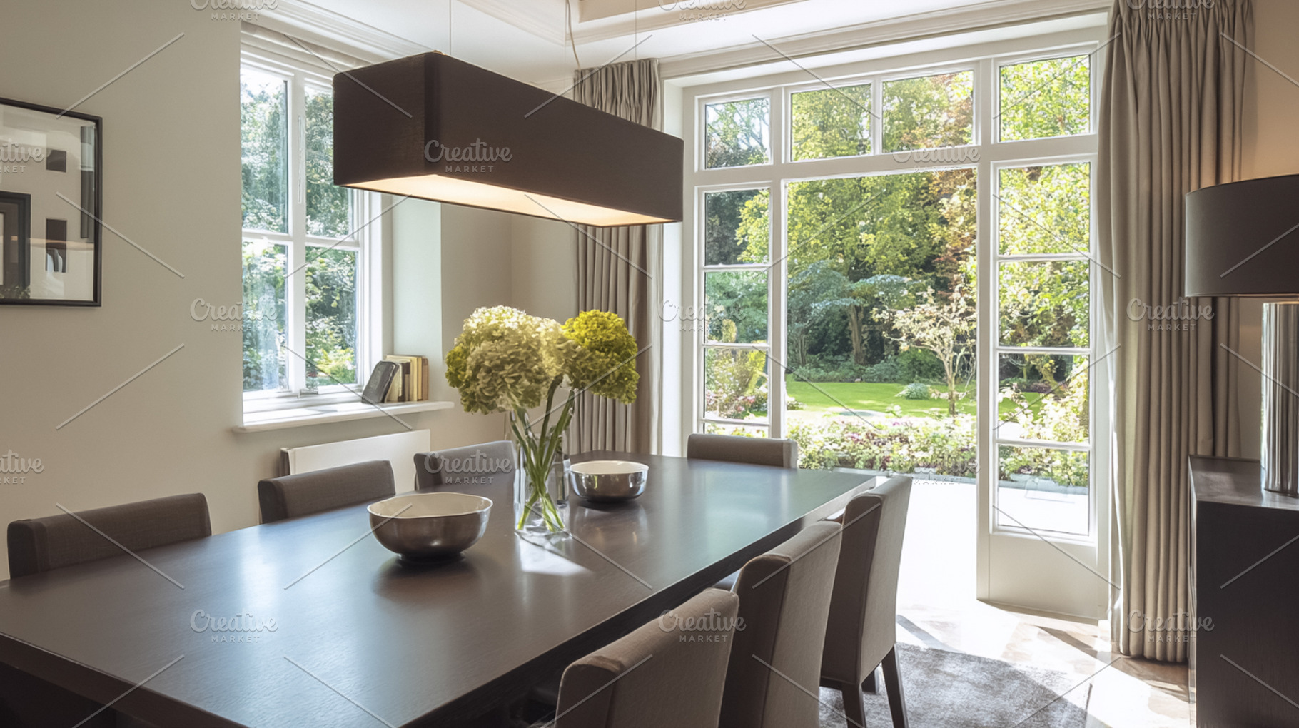 Elegant dining room interior showcasing modern furniture, bloomi, a Photo by Studio ANNA