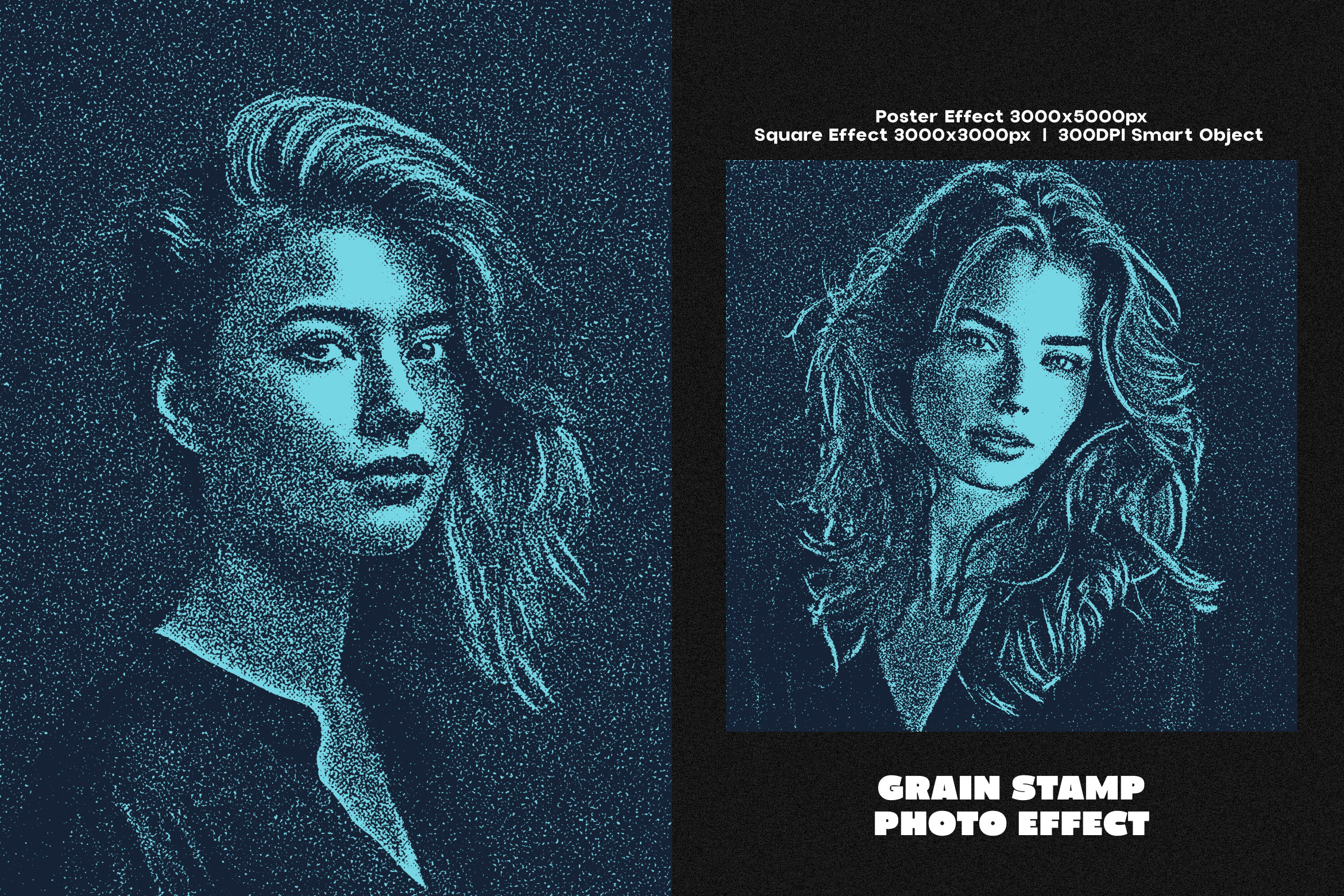 Grain Stamp Square, Poster Effect, a Layer Style Add-On by dokudokunomi