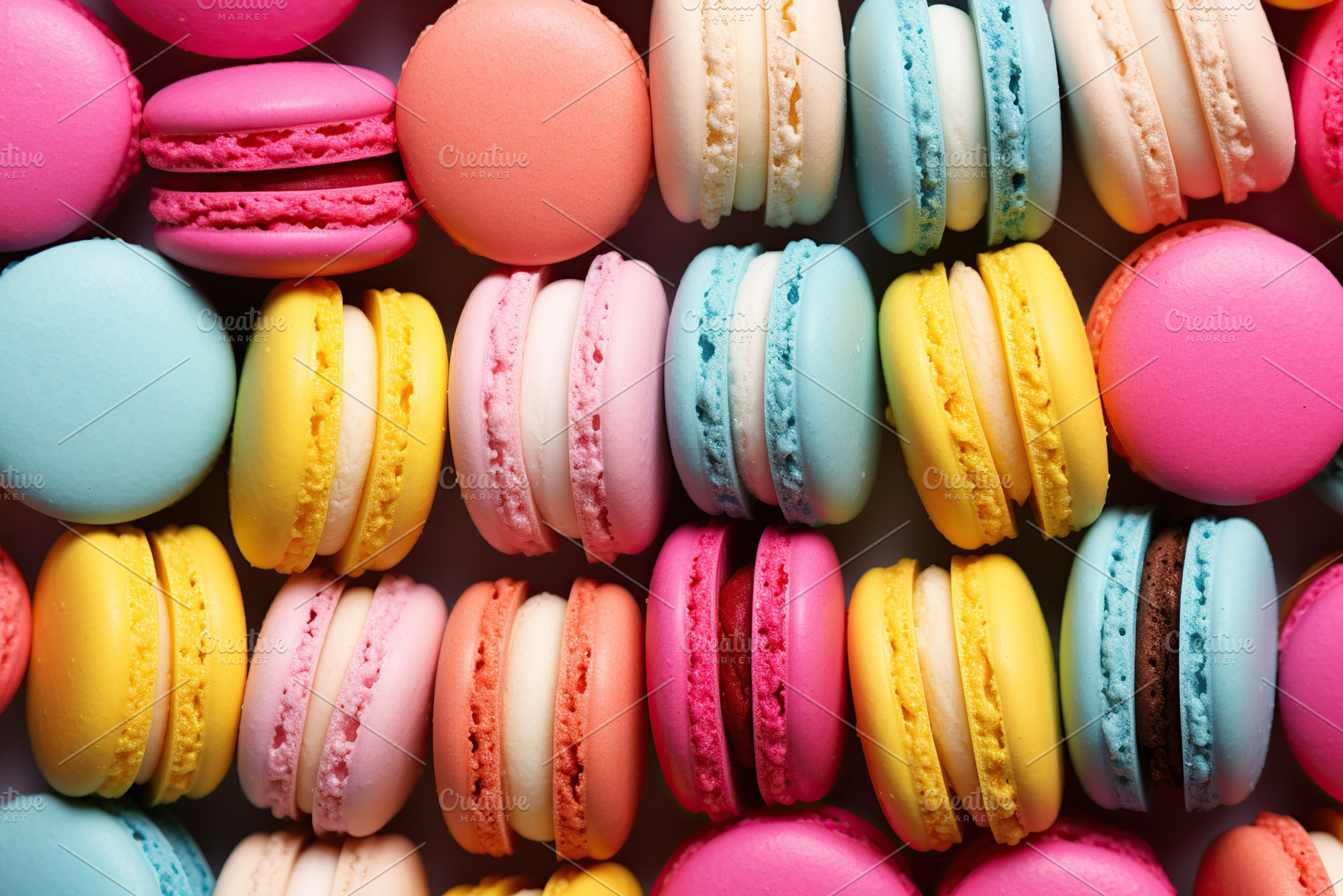 Colorful macarons dessert background, a Food & Drink Photo by AlyaAnd