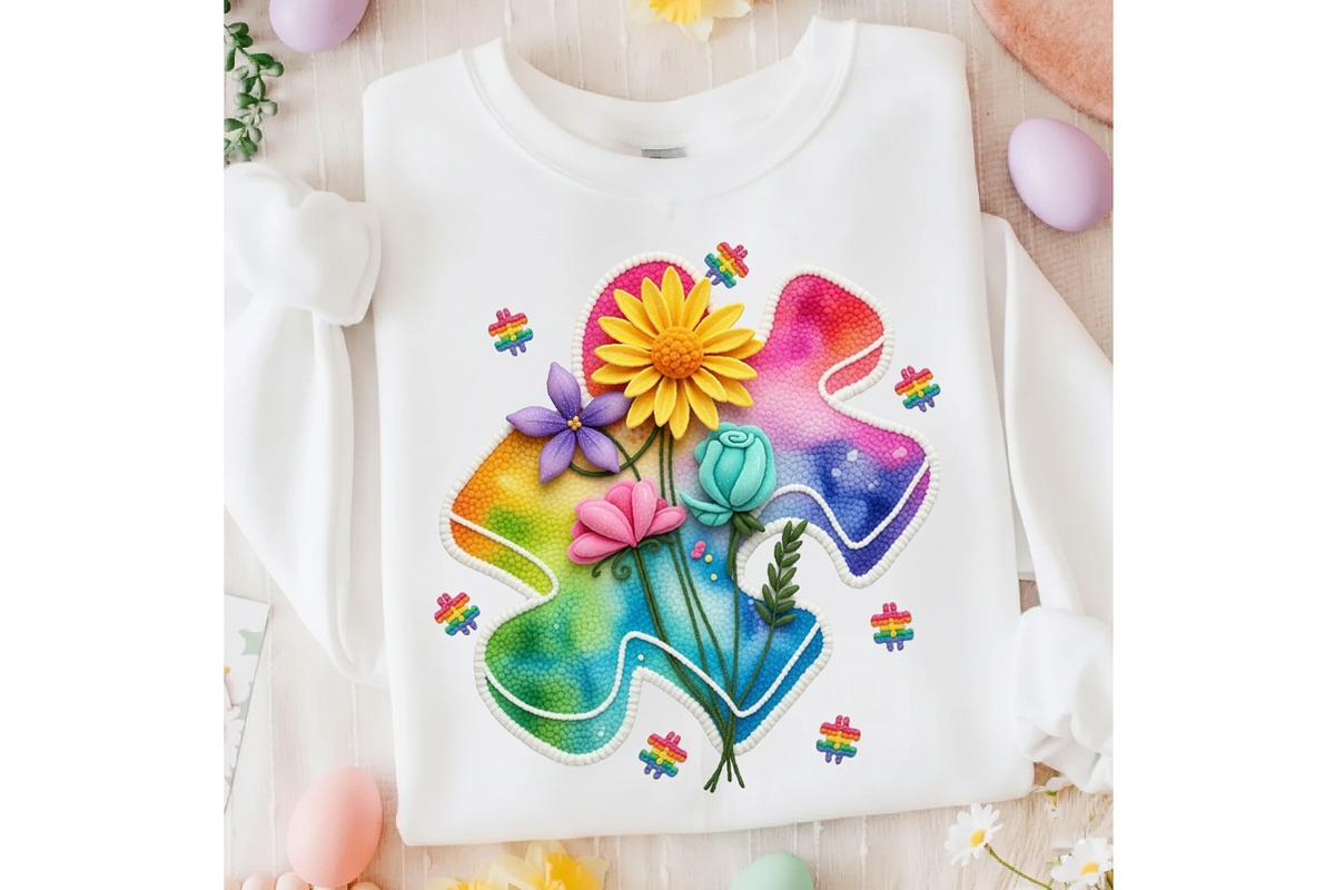 Faux Yarn Autism Puzzle Floral Shirt, an Illustration by designcity5 (Photo 9 of 9)