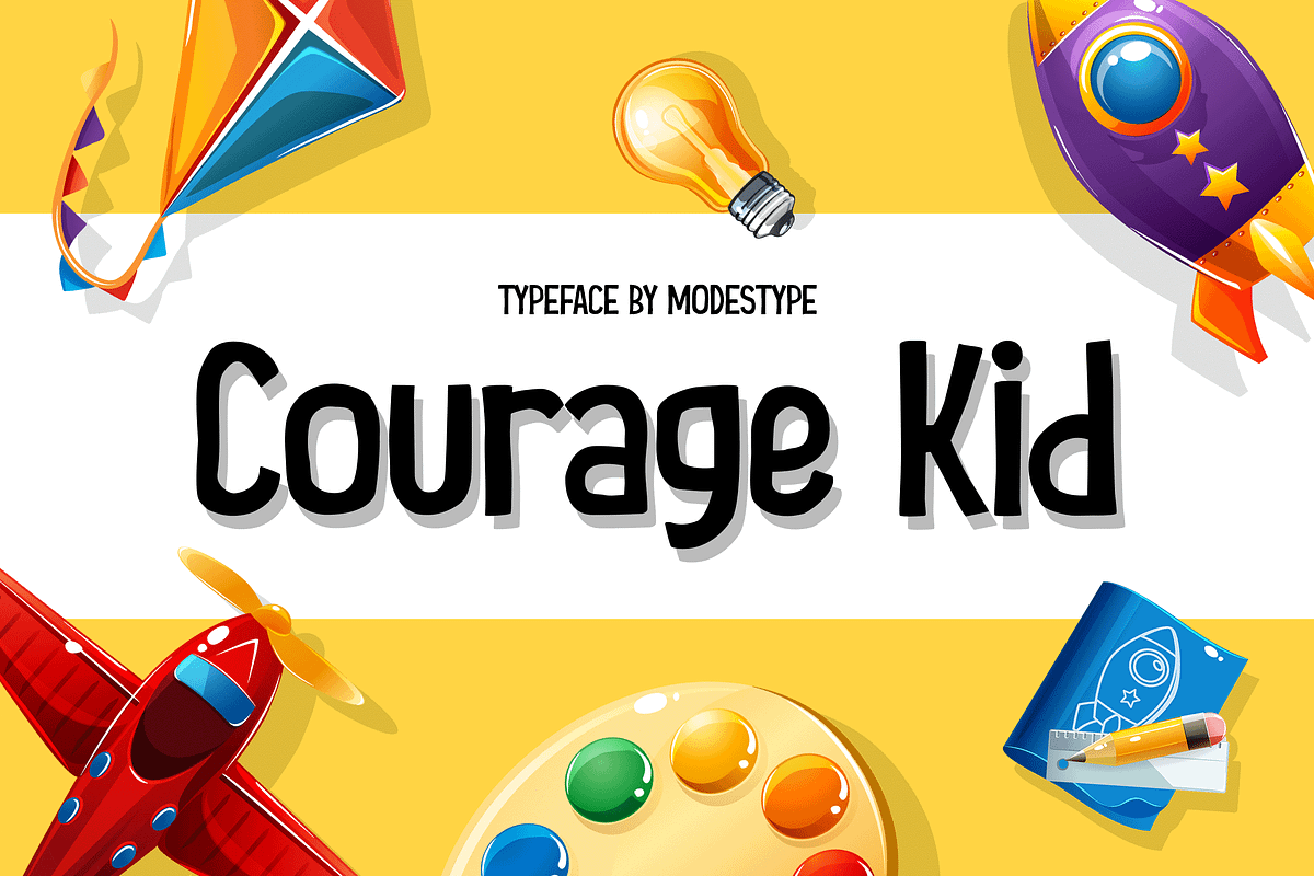 Courage Kid - Fun Kids Font, a Sans Serif Font by Modestype Studio (Photo 1 of 11)