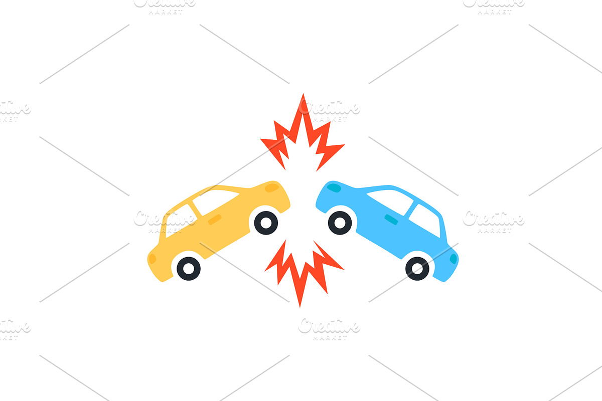 Car accident concept. Crash at road, an Object Illustration by Nadzin
