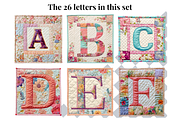 Floral Quilt Alphabet Letters, a Decorative Illustration by Creative Art By SamM (Thumbnail 3 of 10)