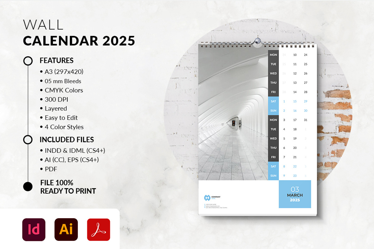 Wall Calendar 2025 Printable, a Stationery Template by MstArtwork (Photo 2 of 6)
