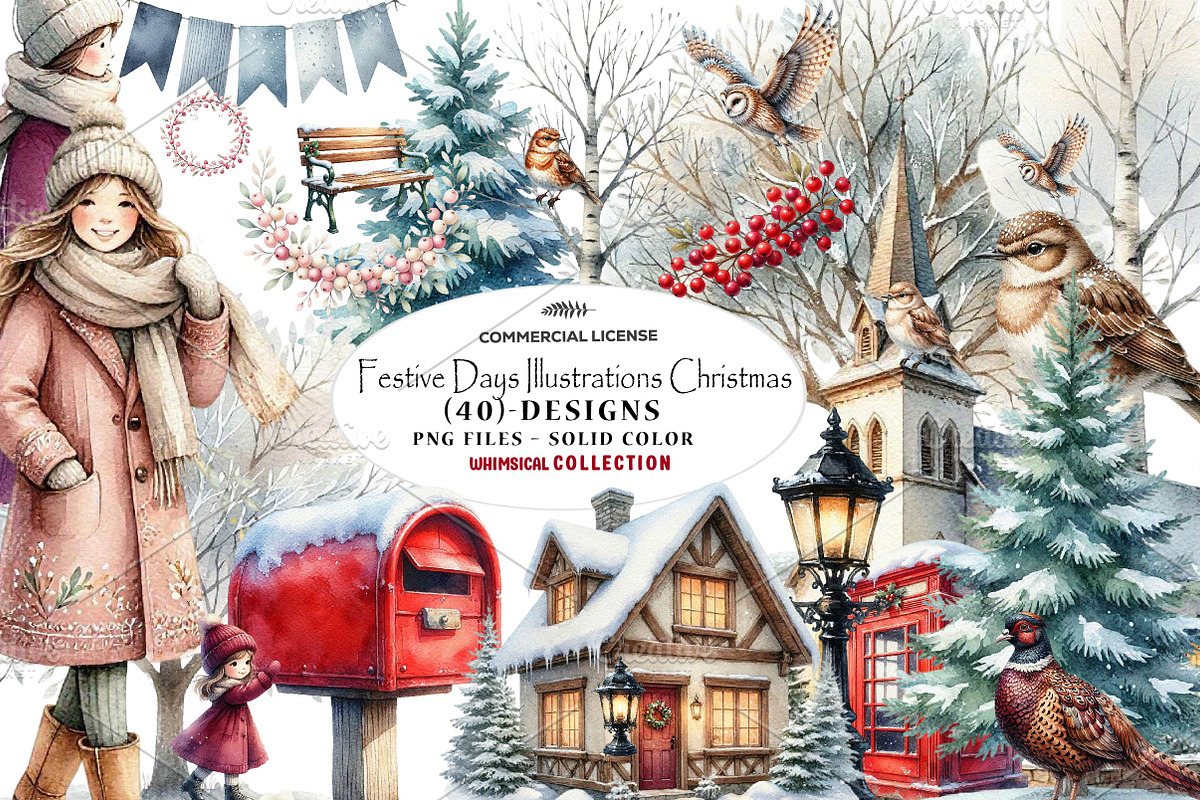 Festive Days Illustrations Christmas, a Seasonal Illustration by CreationArt (Photo 1 of 7)