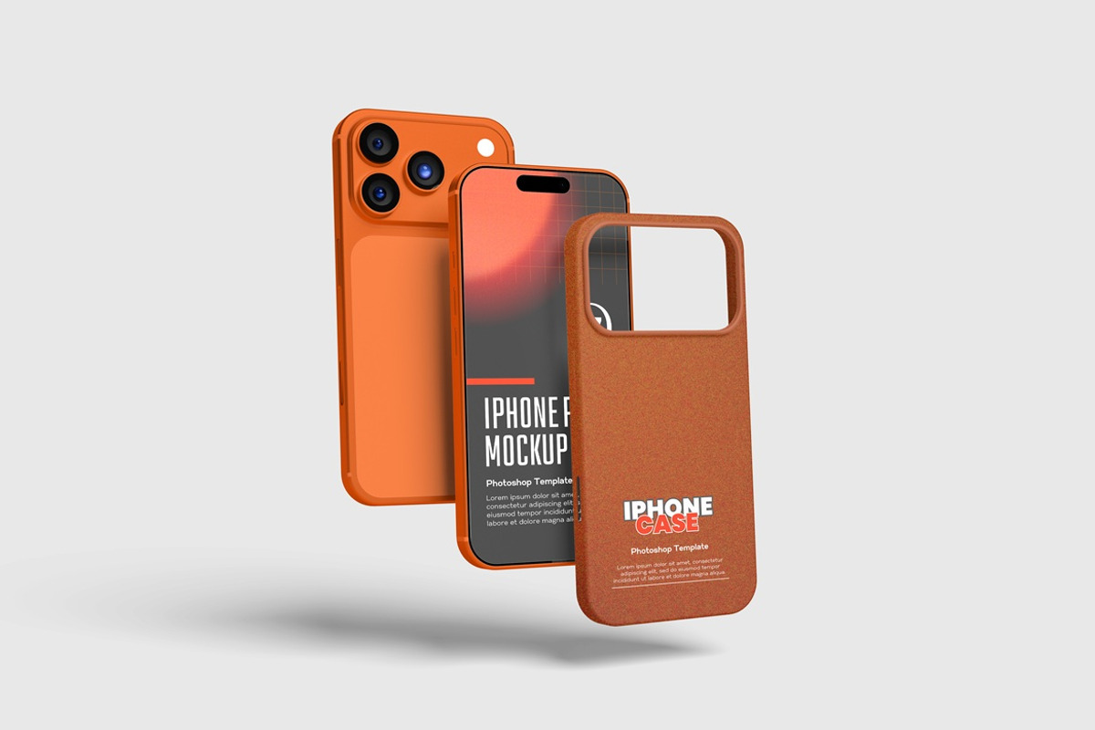 Phone 17 Pro and Case Mockup, an iPhone Mockup by GraphicWindow (Photo 5 of 6)