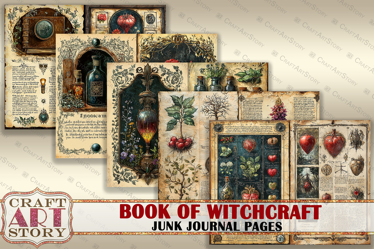 Book Witchcraft junk journal Pages, an Object Illustration by CraftArtStory (Photo 4 of 7)