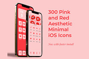 300 iOS 14 Pink and Red Icon Pack, an Icon by A Good Design Studio (Thumbnail 1 of 5)