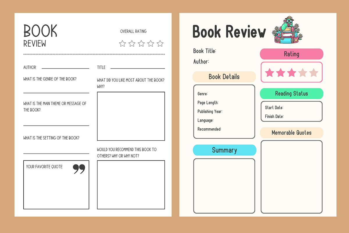 Reading Journal PDF Tablet Friendly, a Stationery Template by MIRoots Design Studio (Photo 5 of 8)