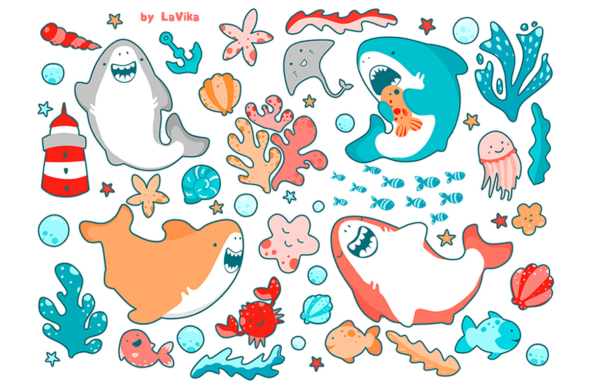 Baby Shark Party / Underwater World, an Illustration by LaVika (Photo 2 of 11)