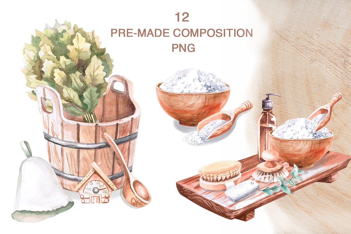 Bath and sauna accessories, a Decorative Illustration by SvetLana (Photo 4 of 15)