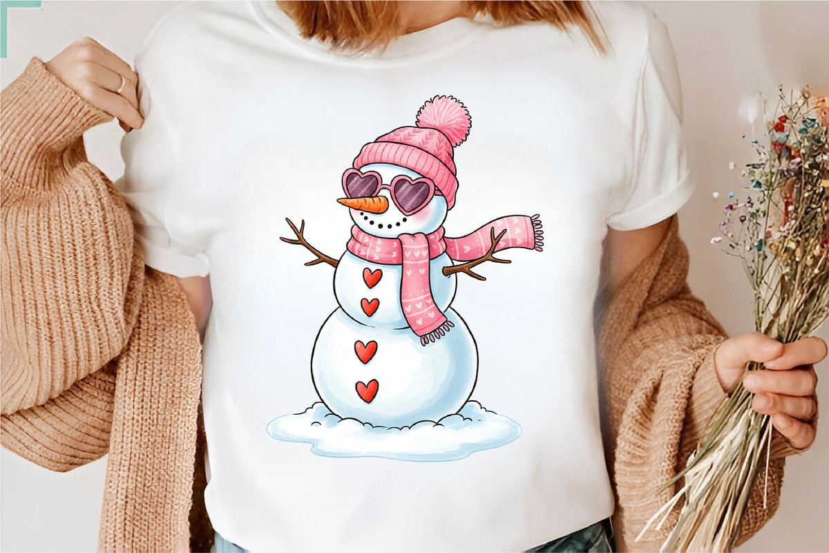 Retro Pink Snowman Png,Merry Christm, an Illustration by Designking (Photo 4 of 5)