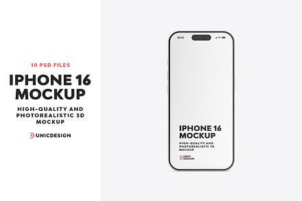 iPhone 16 Mockup, an iPhone Mockup by UnicDesign