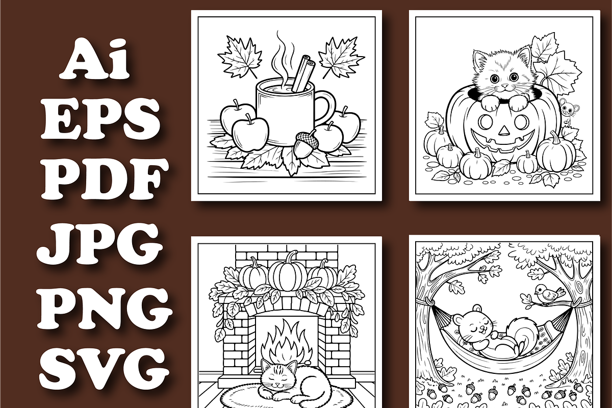 Cozy Autumn Coloring Book for Kids, a Seasonal Illustration by Design Zone (Photo 4 of 5)