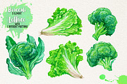 Watercolor Vegetables, Herbs, Green, an Animal Illustration by Graphobia (Thumbnail 2 of 11)