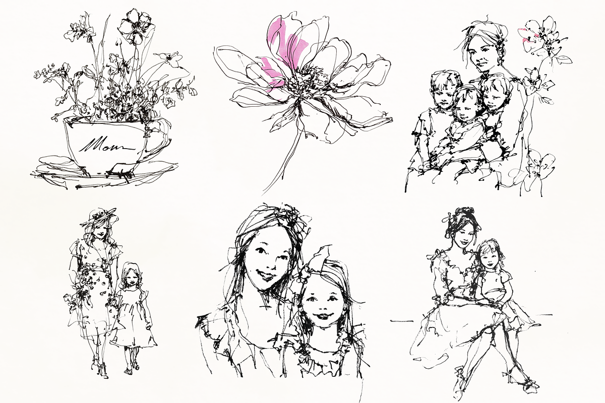 Whimsical Mother's Day Line Art Set, an Object Illustration by GiraffeCreative (Photo 10 of 16)