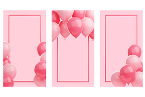 Congratulation banner with balloons, a Textures & Material 3D Model by YuliiaOsadcha